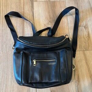 Fawn Design Original Convertible Diaper Bag Backpack Black Gold Zippers